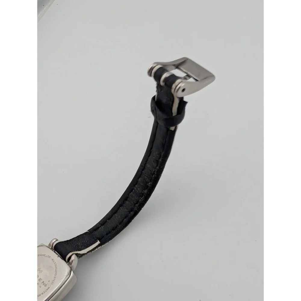 Skagen Steel Watch Women 17mm‎ Case Petite Black Leather Band- New Battery
